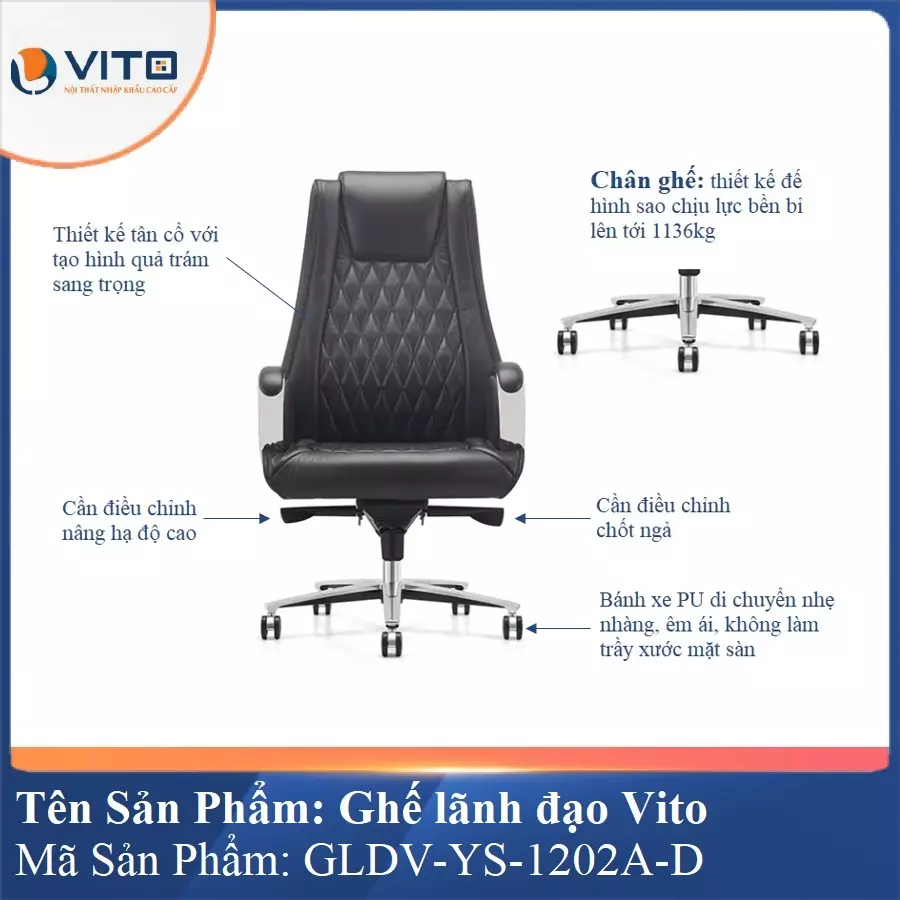 Ghế Lãnh Đạo Da GLDV-YS-1202A-D