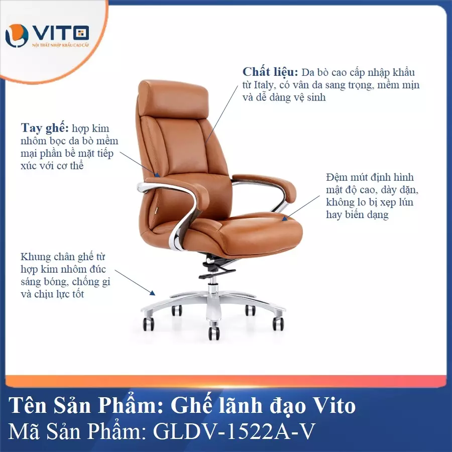 Ghế lãnh đạo da Vito GLDV-1522A-V