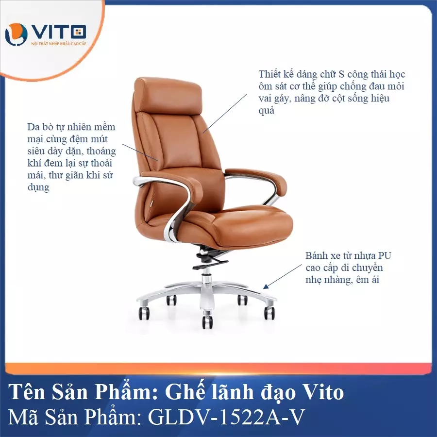 Ghế lãnh đạo da Vito GLDV-1522A-V