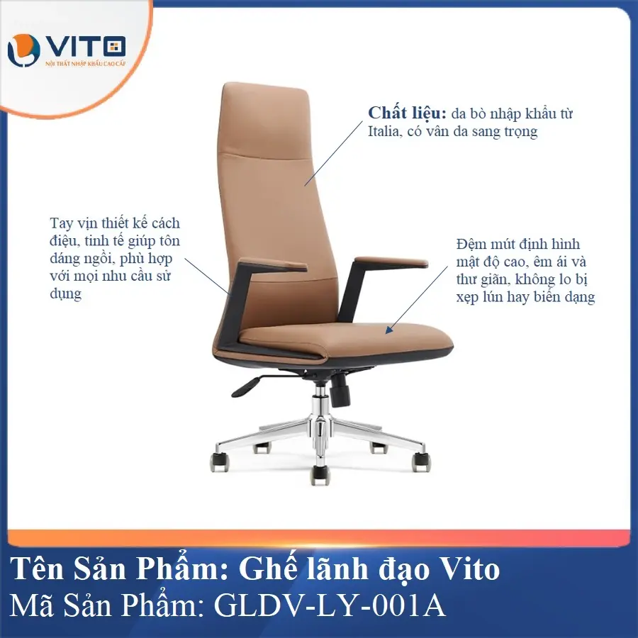 Ghế lãnh đạo da bò Vito GLDV-LY-001A