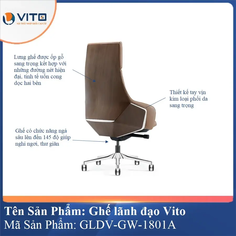 Ghế lãnh đạo da bò Vito GLDV-GW-1801A