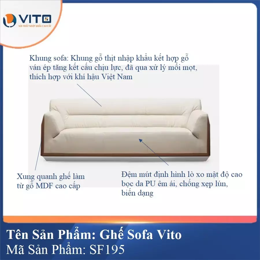 Bộ Ghế Sofa da cao cấp Vito SF195