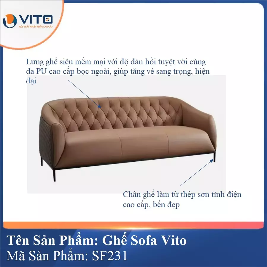 Bộ Ghế Sofa da cao cấp Vito SF231