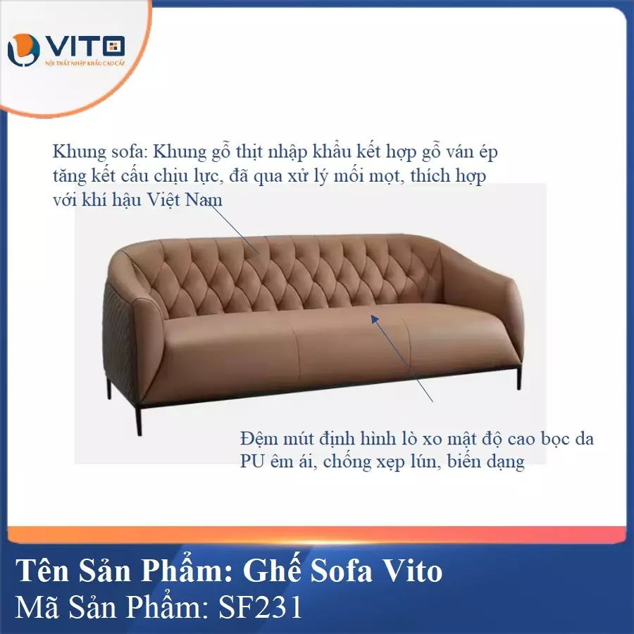 Bộ Ghế Sofa da cao cấp Vito SF231