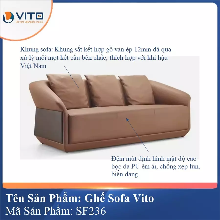 Bộ Ghế Sofa da cao cấp Vito SF236