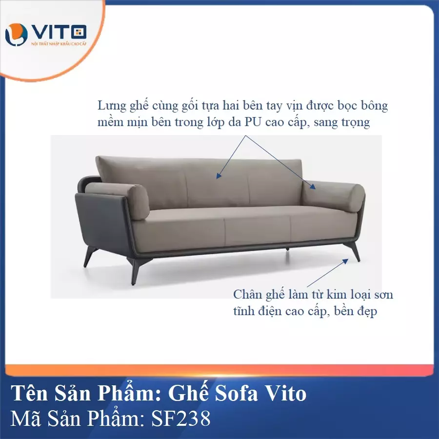 Bộ Ghế Sofa da cao cấp Vito SF238