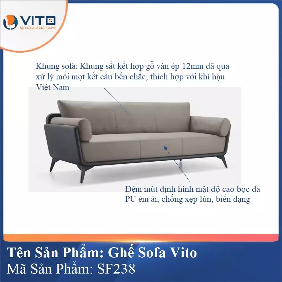 Bộ Ghế Sofa da cao cấp Vito SF238