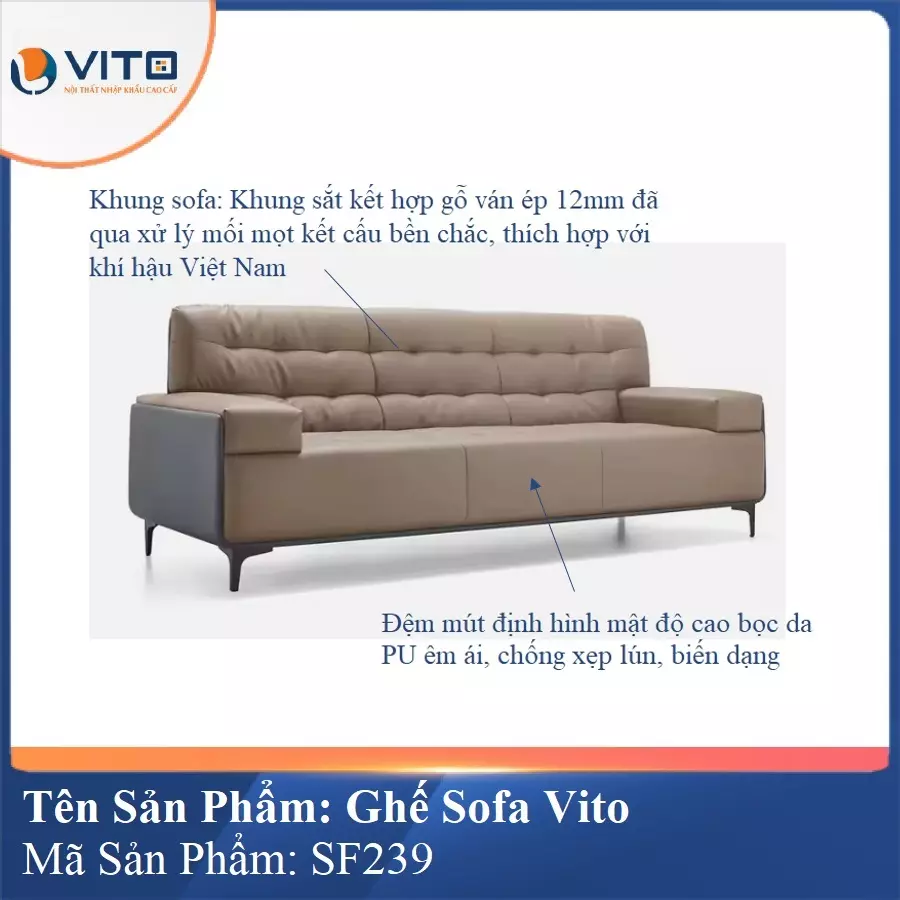 Bộ Ghế Sofa da cao cấp Vito SF239