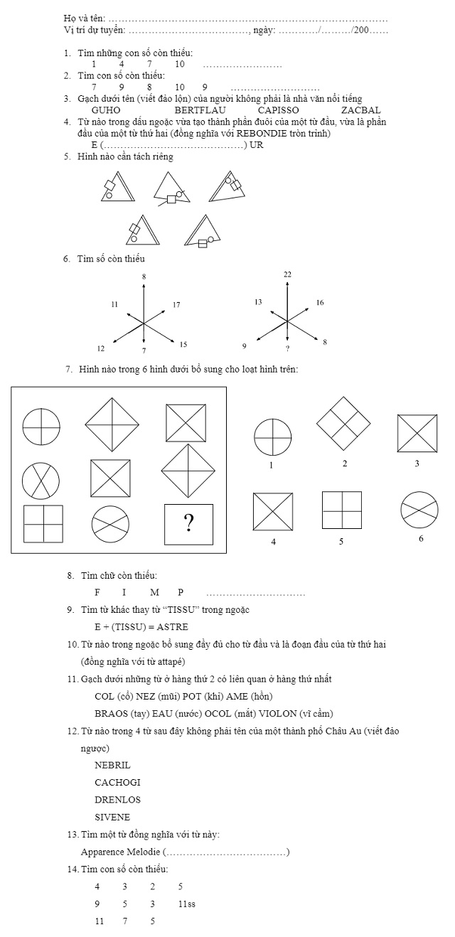 Bài test IQ