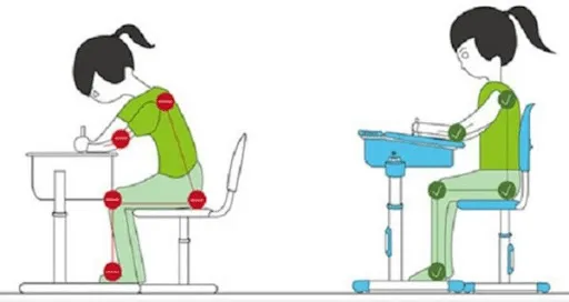 Nên chọn kích thước bàn ghế phù hợp với chiều cao, độ tuổi của trẻ