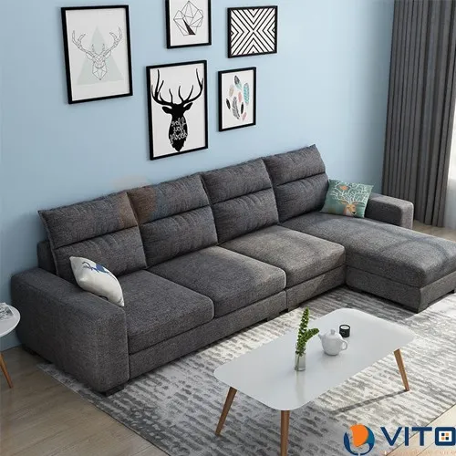 Ghế sofa vải nỉ chữ L tạo nên sự ấm áp cho gia đình