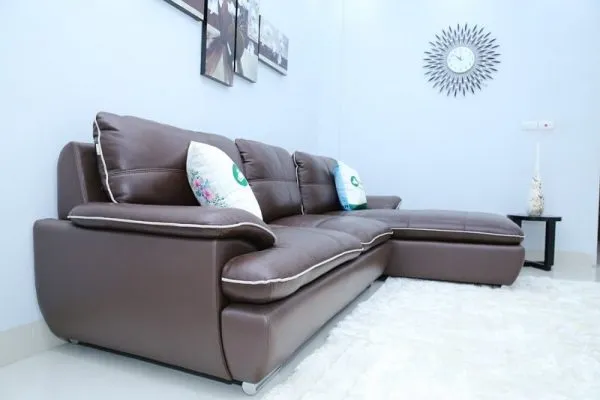 Bộ sofa da thật màu nâu cafe tuyệt đẹp