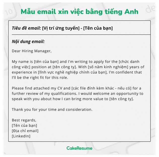 Cách viết email xin việc tiếng việt và tiếng anh chuẩn nhất