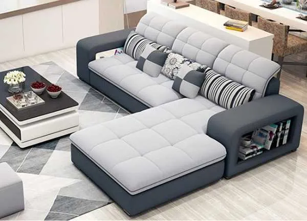 Sofa nỉ chữ L có màu sắc đa dạng nhưng dễ bám bụi bẩn