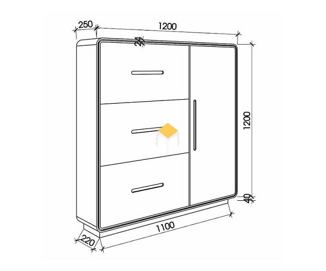 Bản vẽ kích thước tủ giày thông minh 3 tầng