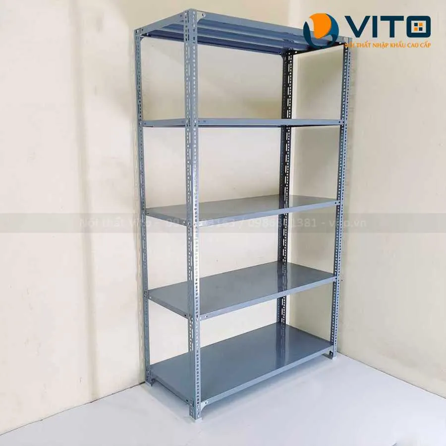 Kệ sắt V lỗ 5 tầng là sự lựa chọn hợp lý cho môi trường công sở, trường học. 