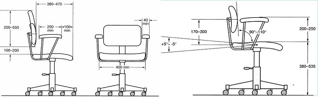 Kích thước tiêu chuẩn ghế làm việc trên thế giới