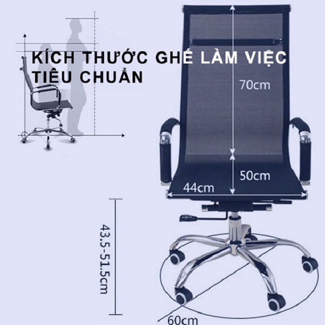 Kích thước tiêu chuẩn ghế làm việc tịa Việt Nam