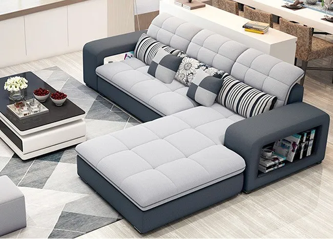 Sofa nỉ chữ L dành cho phòng khách hiện đại