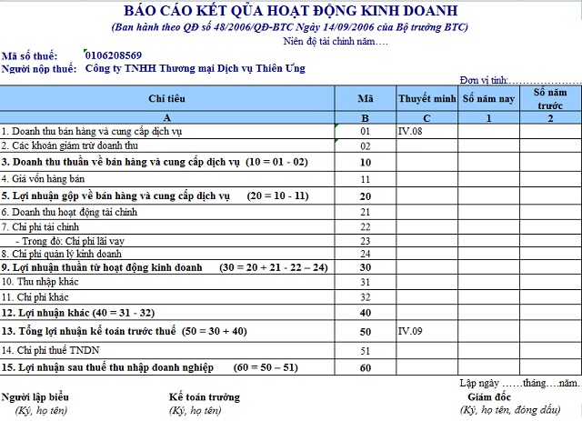 Mẫu báo cáo tài chính theo Thông tư 133, 200 mới nhất