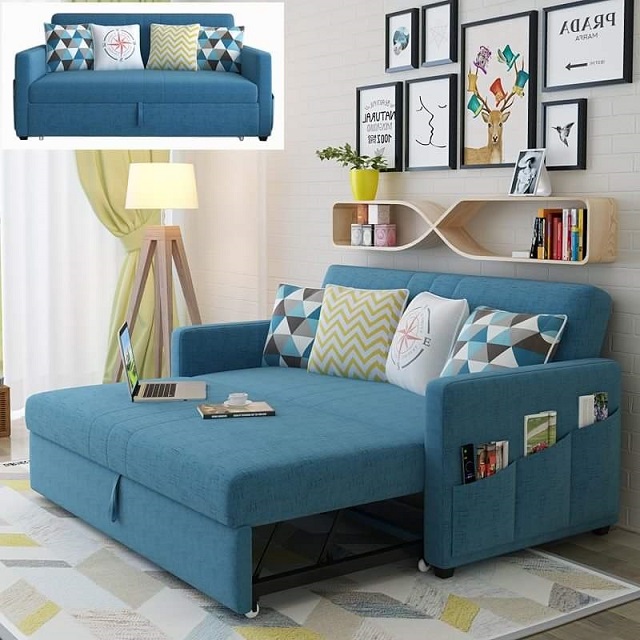 Sofa giường thiết kế hiện đại bọc nỉ ấn tượng