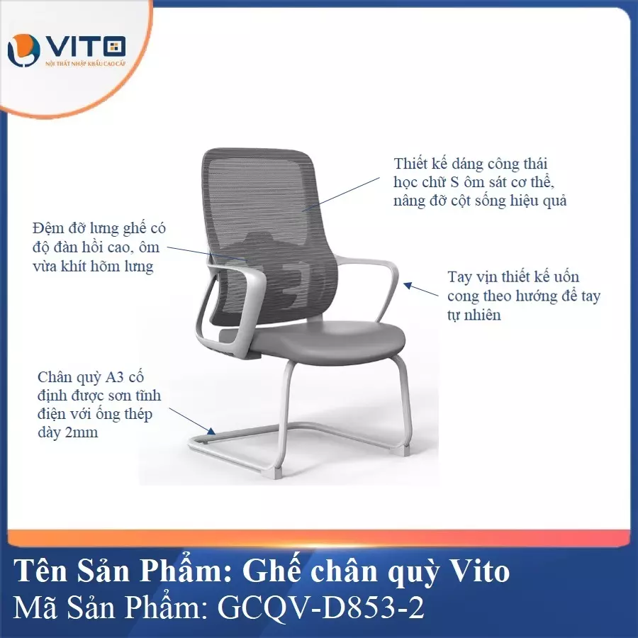 Ghế Chân Quỳ Vito GCQV-D853-2