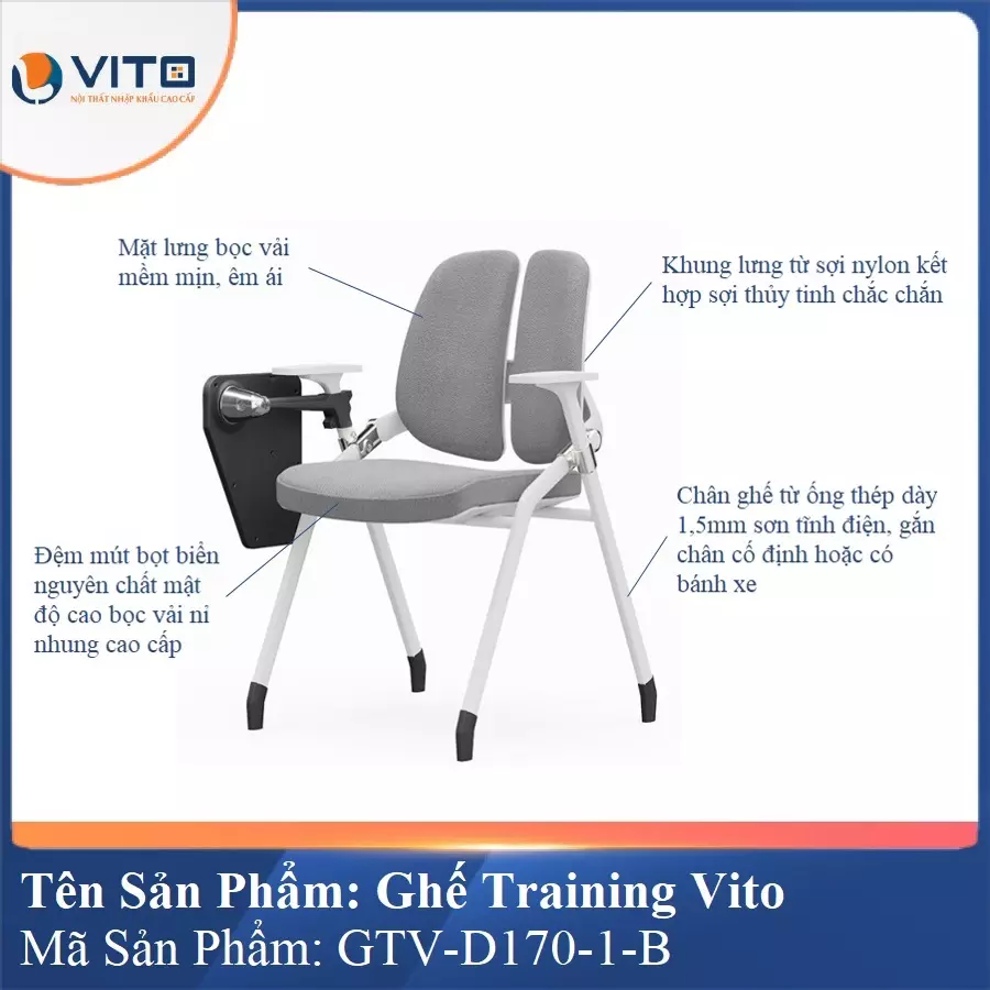 Ghế Đào Tạo Cao Cấp Vito GTV-D170-1-B