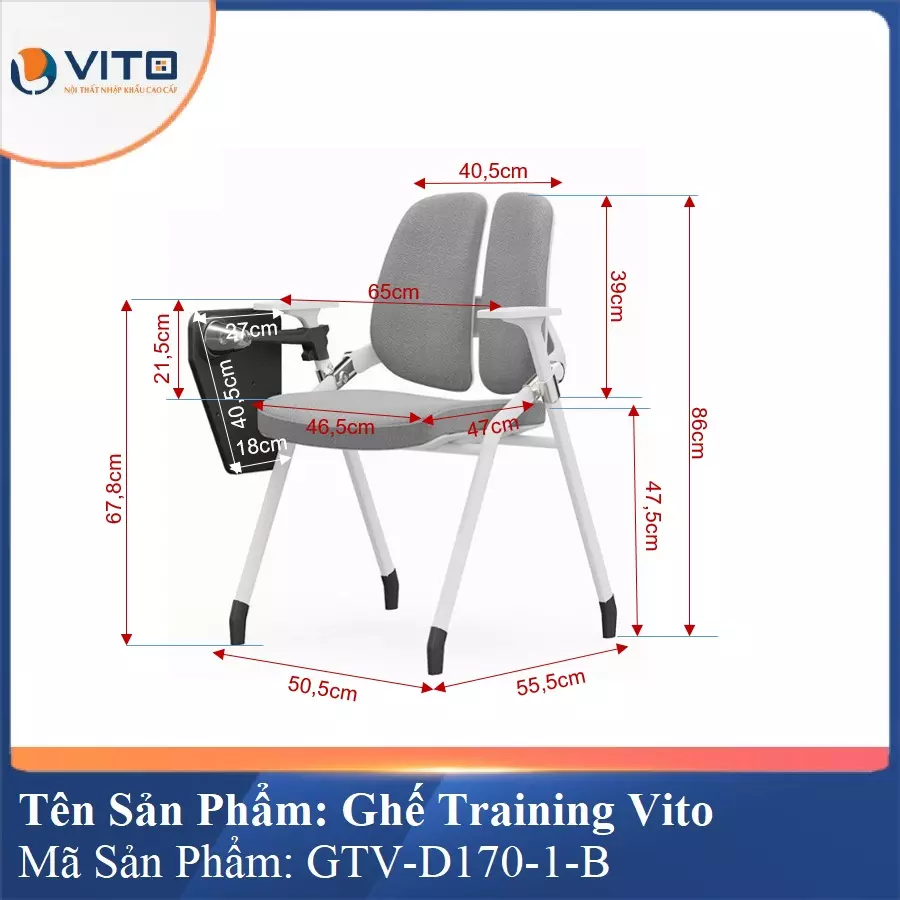 Ghế Đào Tạo Cao Cấp Vito GTV-D170-1-B