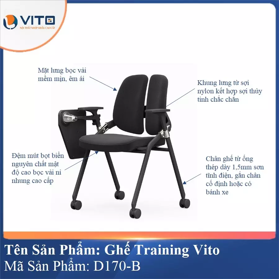 Ghế Đào Tạo Cao Cấp Vito GTV-D170-B