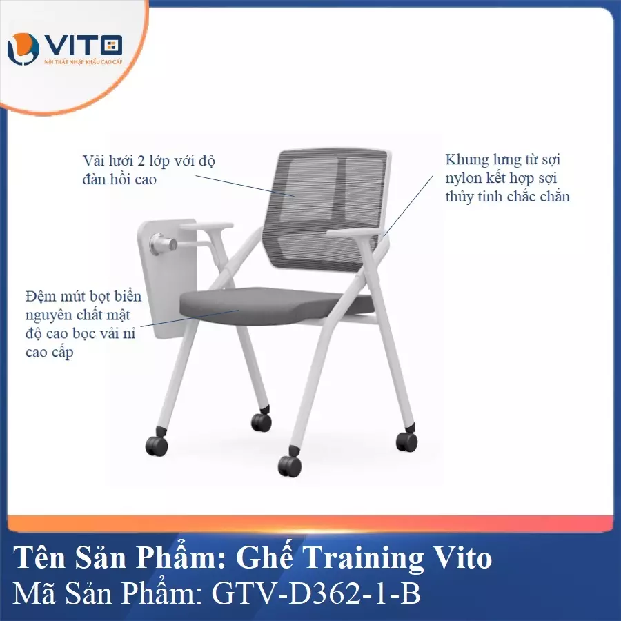 Ghế Đào Tạo Cao Cấp Vito GTV-D362-1-B