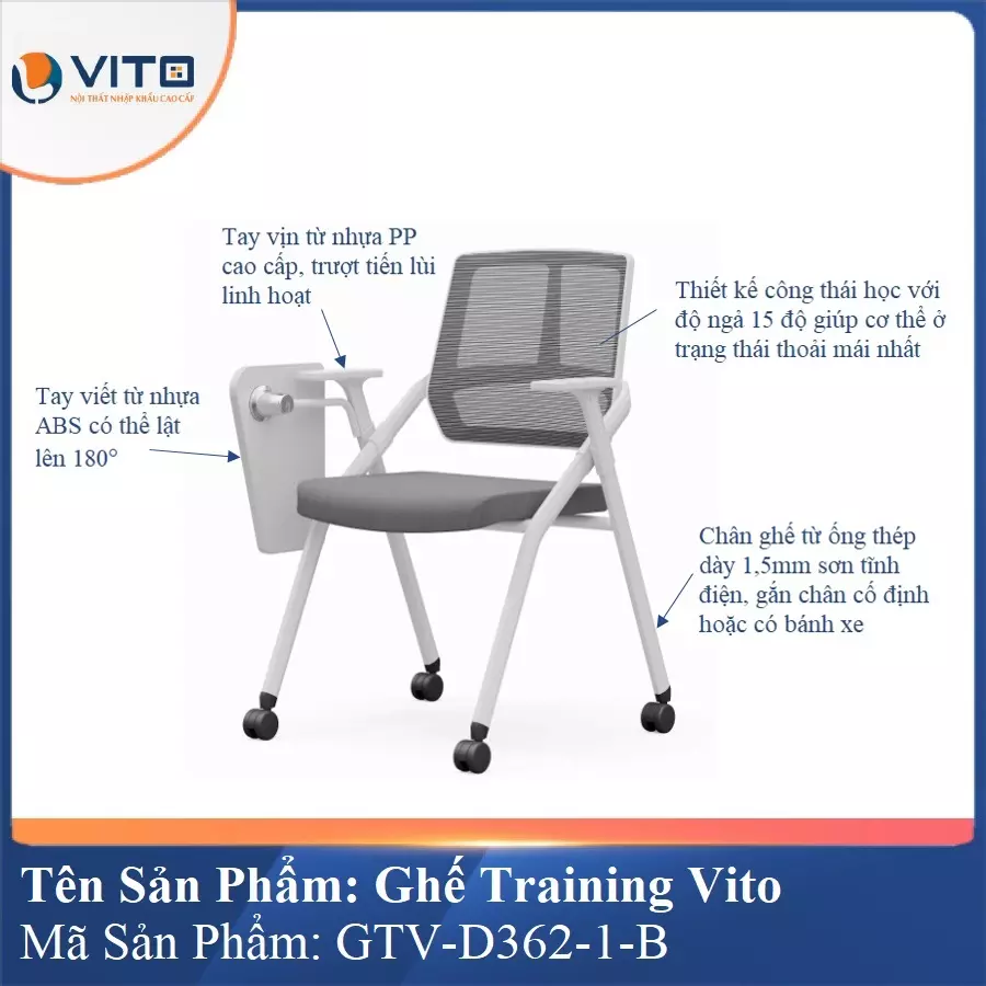 Ghế Đào Tạo Cao Cấp Vito GTV-D362-1-B