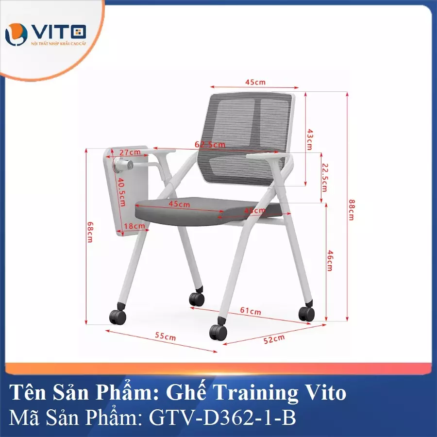 Ghế Đào Tạo Cao Cấp Vito GTV-D362-1-B