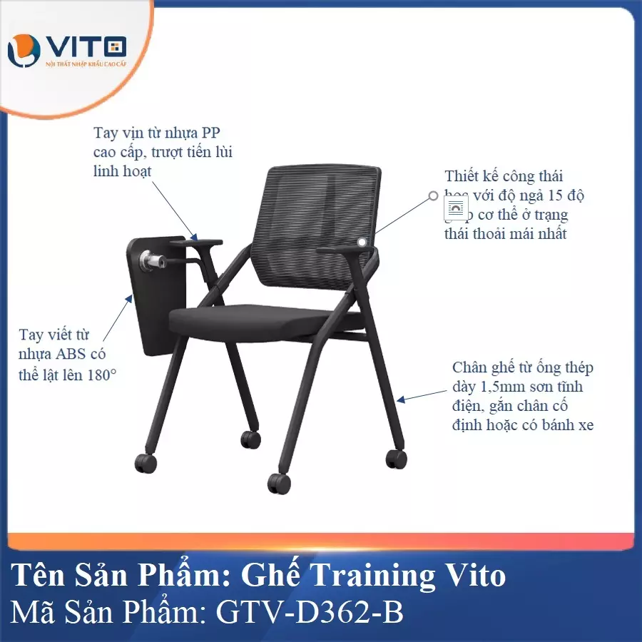 Ghế Đào Tạo Cao Cấp Vito GTV-D362-B