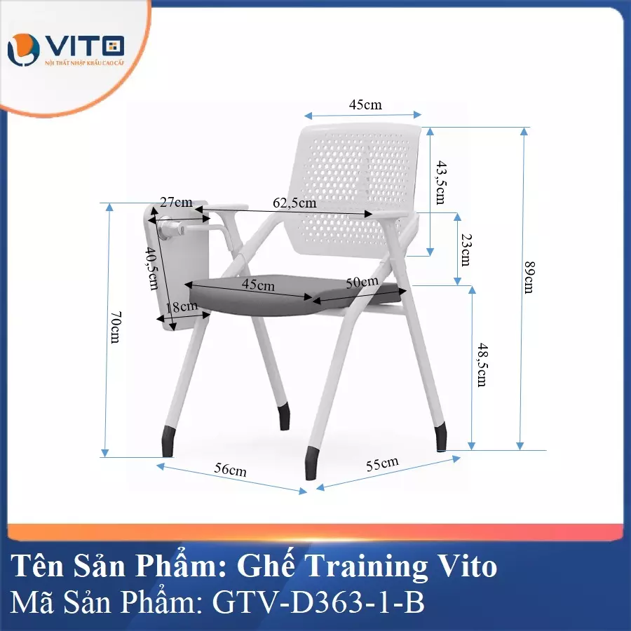 Ghế Đào Tạo Cao Cấp Vito GTV-D363-1-B