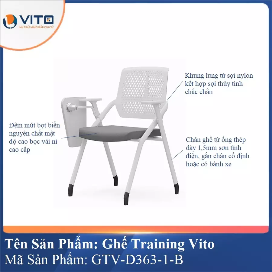 Ghế Đào Tạo Cao Cấp Vito GTV-D363-1-B