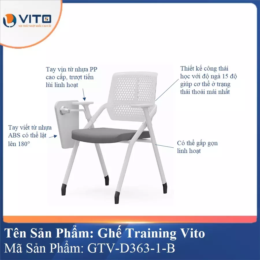 Ghế Đào Tạo Cao Cấp Vito GTV-D363-1-B