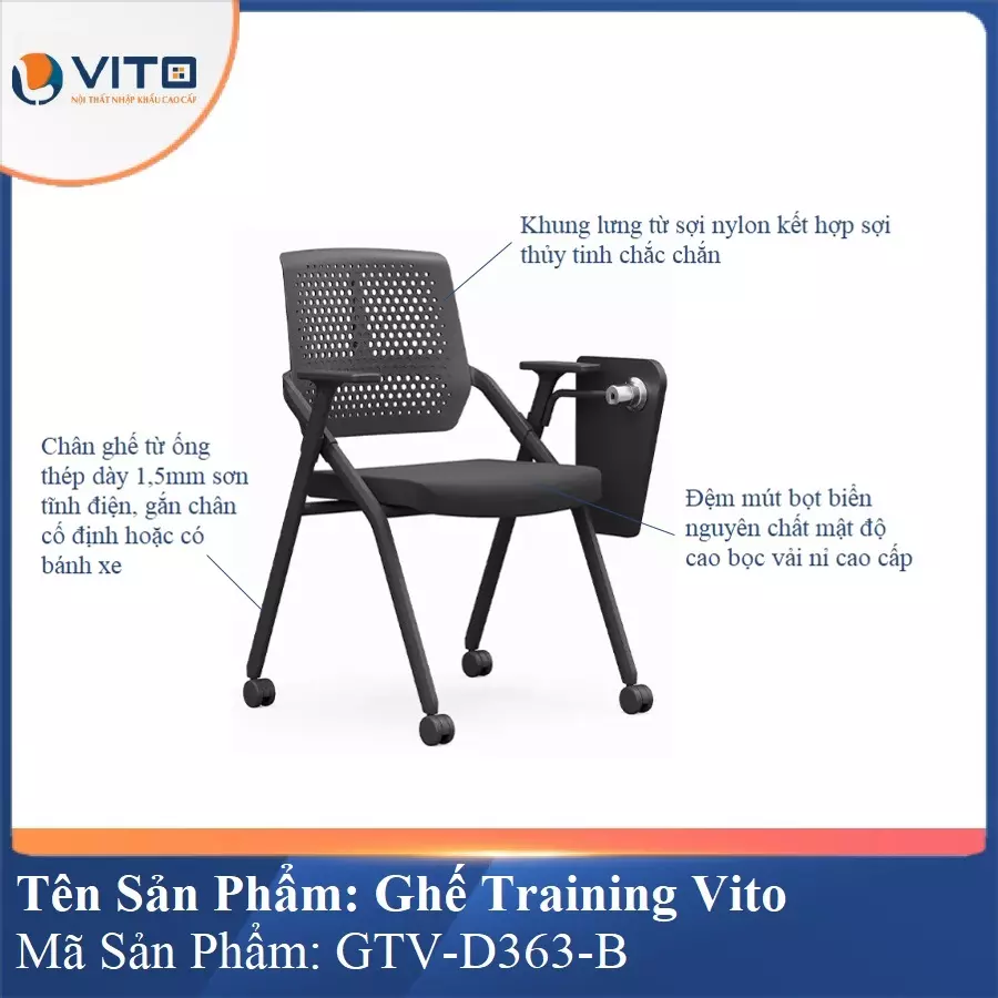 Ghế Đào Tạo Cao Cấp Vito GTV-D363-B