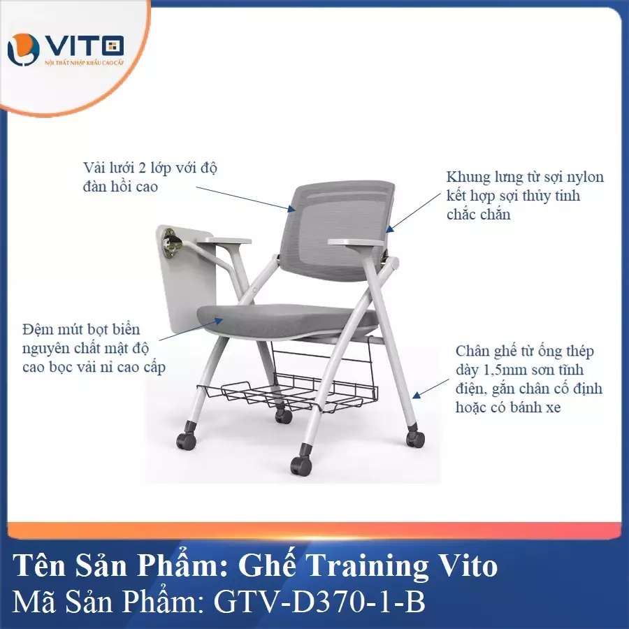 Ghế Đào Tạo Cao Cấp Vito GTV-D370-1-B