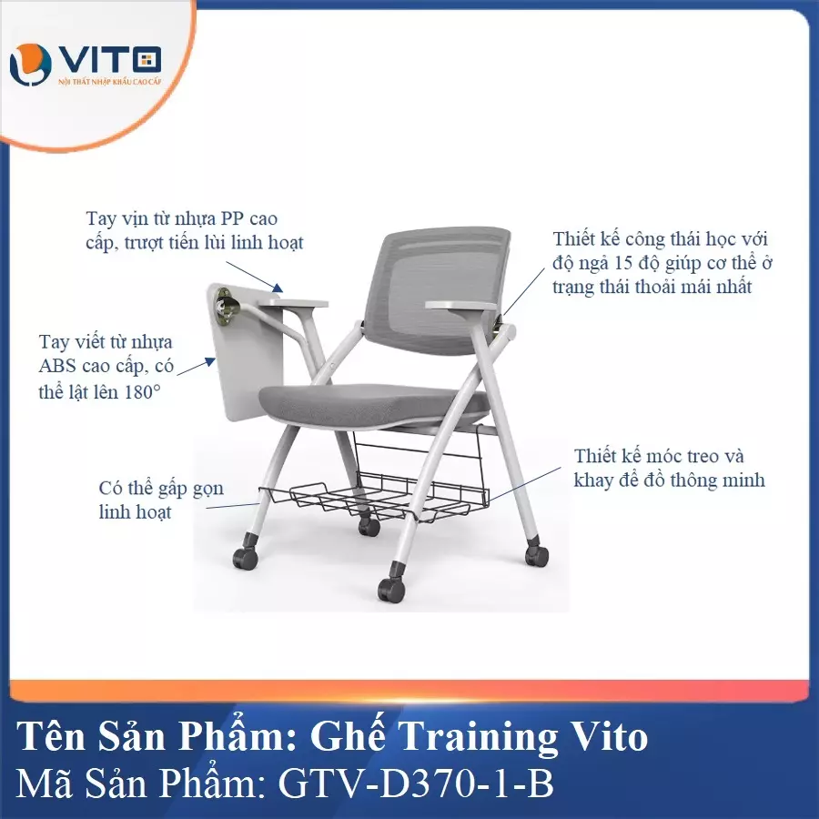 Ghế Đào Tạo Cao Cấp Vito GTV-D370-1-B