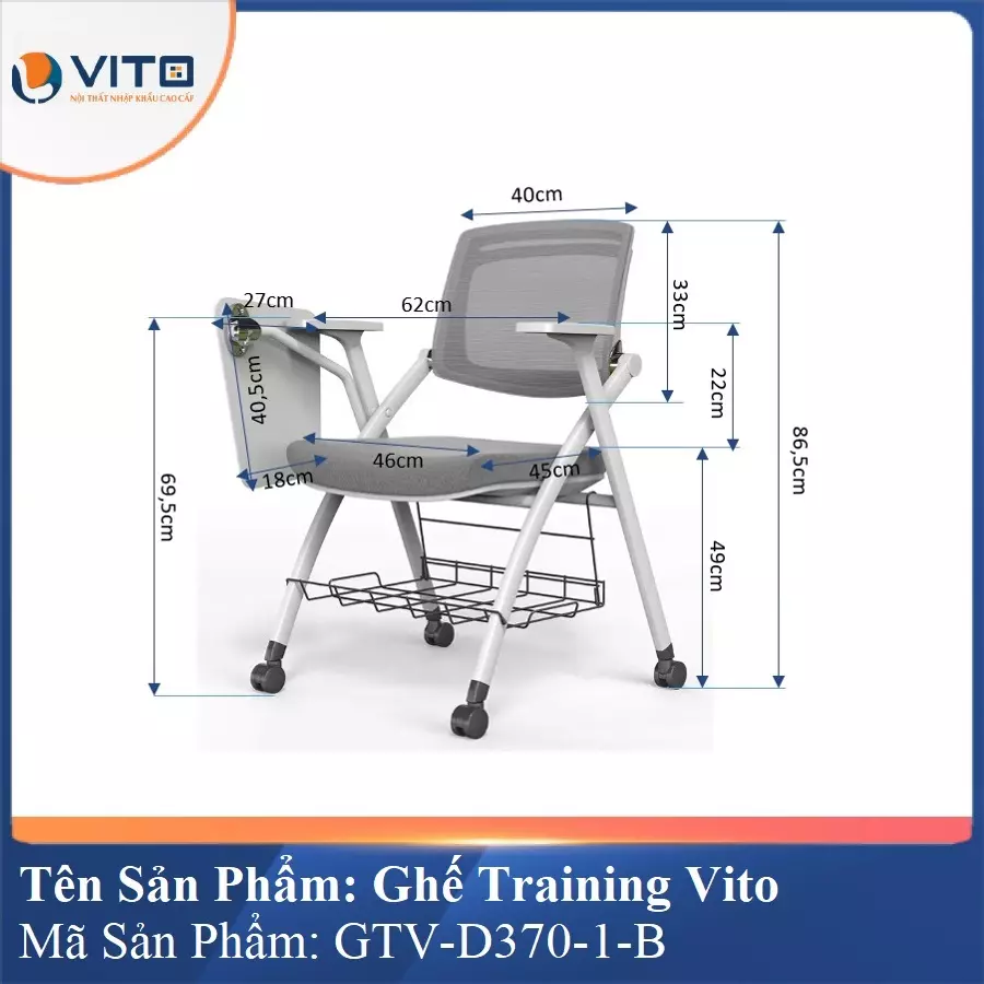 Ghế Đào Tạo Cao Cấp Vito GTV-D370-1-B