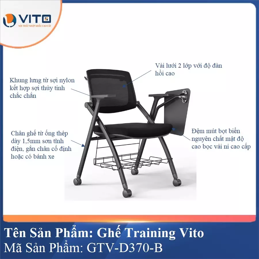 Ghế Đào Tạo Cao Cấp Vito GTV-D370-B