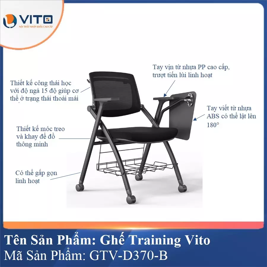 Ghế Đào Tạo Cao Cấp Vito GTV-D370-B