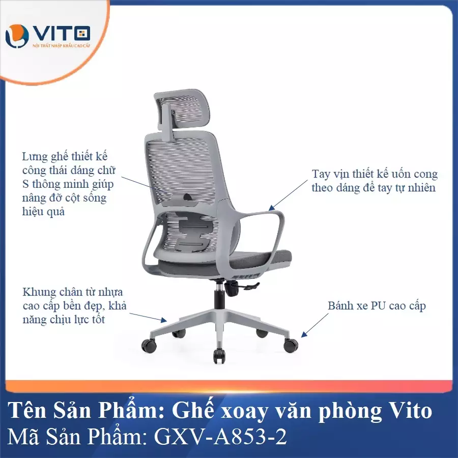 Ghế Xoay Văn Phòng Vito GXV-A853-2