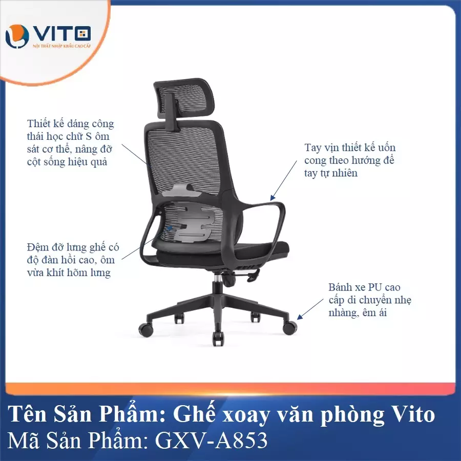 Ghế Xoay Văn Phòng Vito GXV-A853