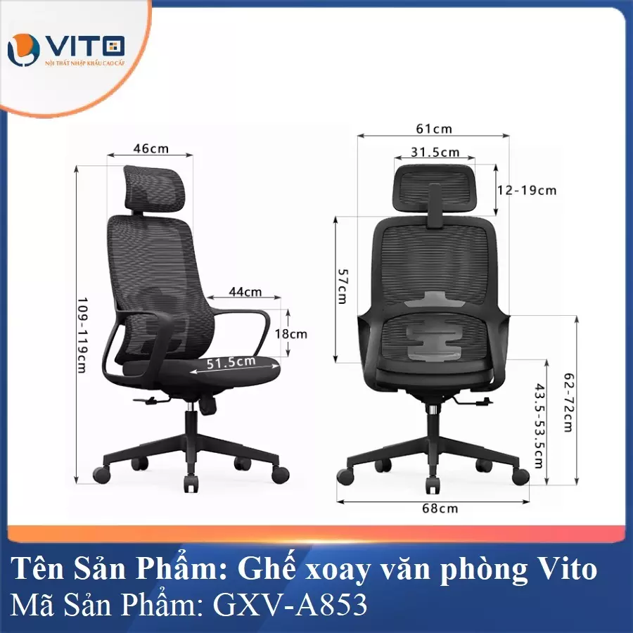 Ghế Xoay Văn Phòng Vito GXV-A853