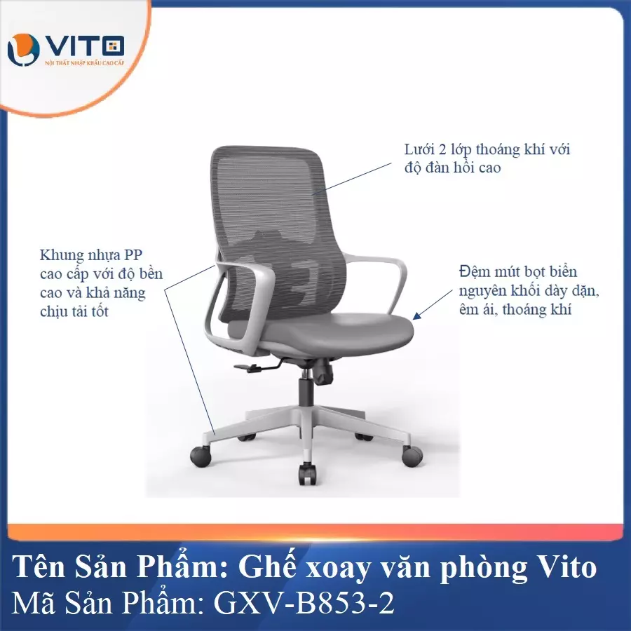 Ghế Xoay Văn Phòng Vito GXV-B853-2