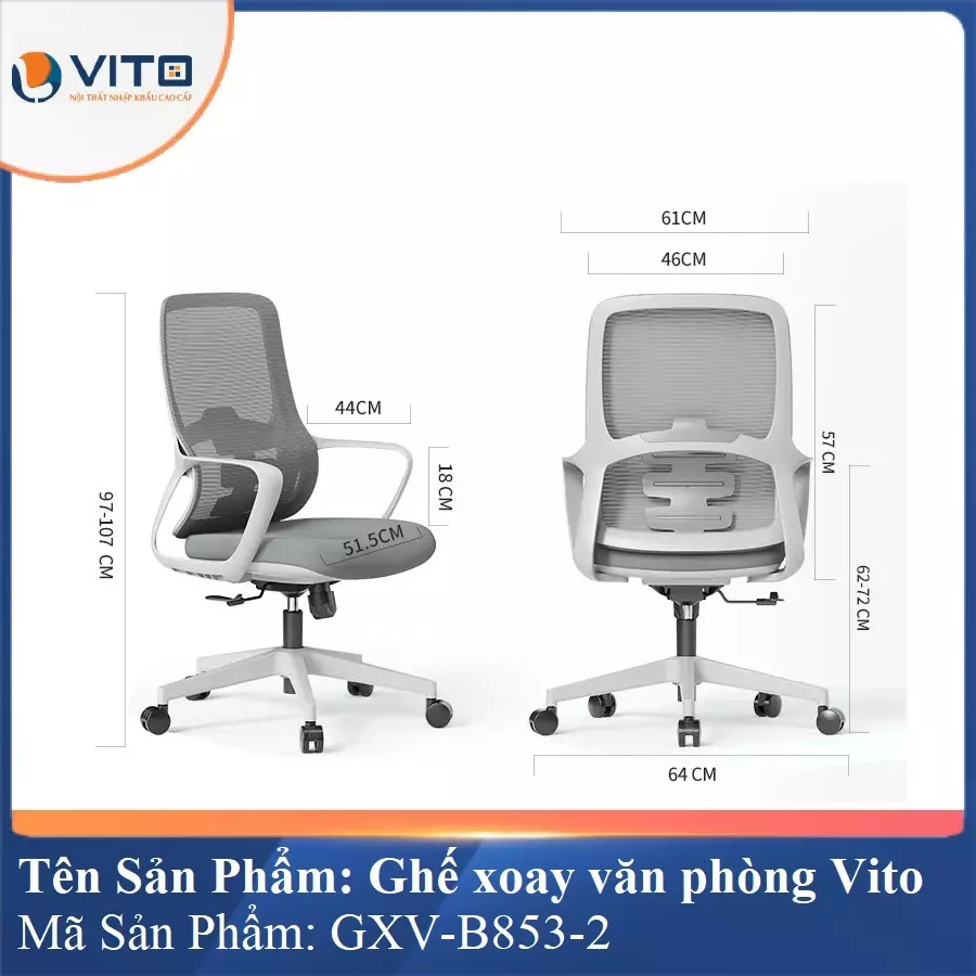 Ghế Xoay Văn Phòng Vito GXV-B853-2