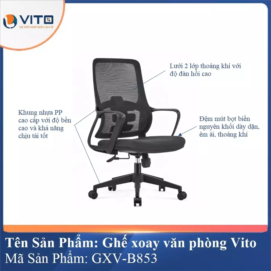 Ghế Xoay Văn Phòng Vito GXV-B853