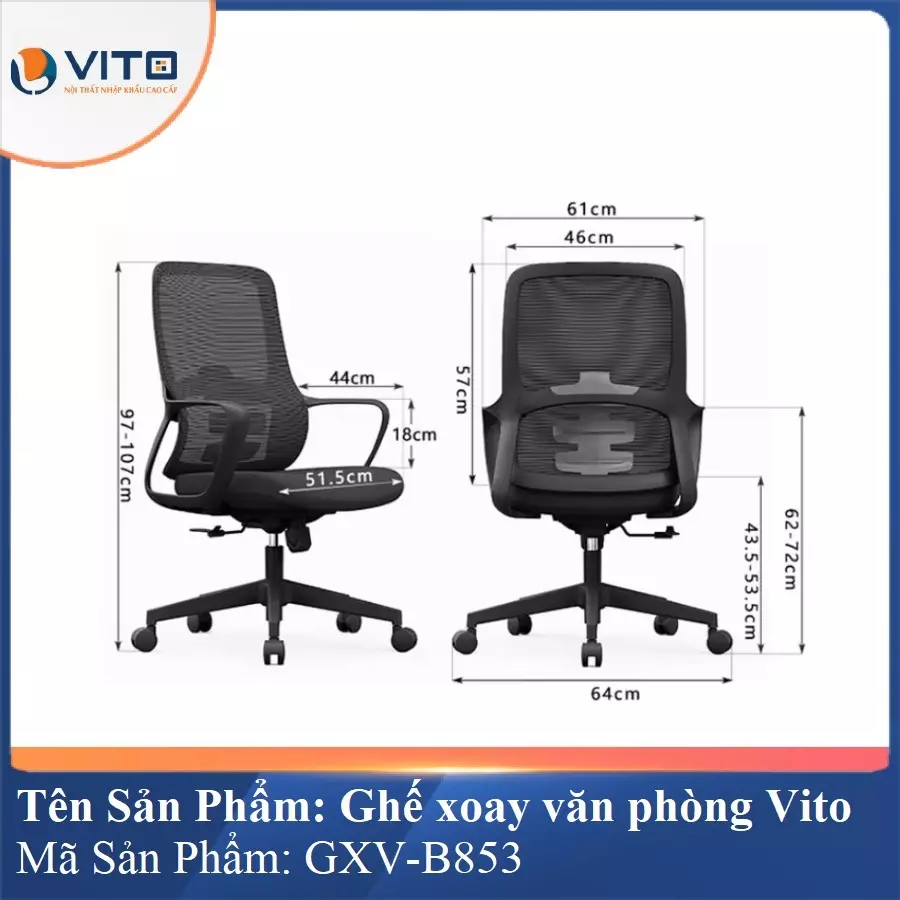 Ghế Xoay Văn Phòng Vito GXV-B853