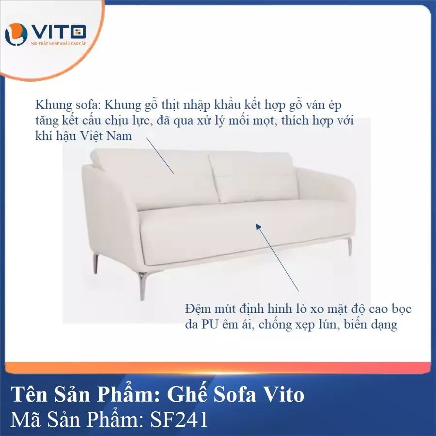 Bộ Ghế Sofa da cao cấp Vito SF241